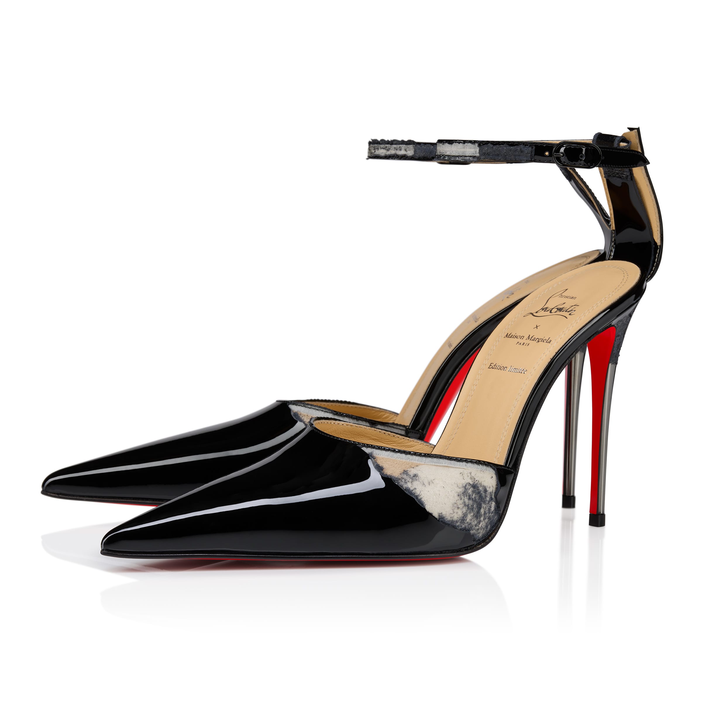 Bilougiela 25 - 100 mm Strappy pumps - Patent calf leather, €1195 (approximately P80,041.10), CHRISTIAN LOUBOUTIN X MAISON MARGIELA, eu.christianlouboutin.com